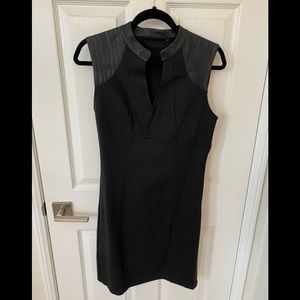 Black dress with leather shoulder detail